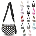 black-white checkered crossbody bag